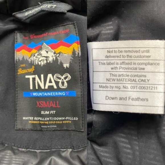 Aritzia TNA The Bancroft Black Down Filled‎ Slim Fit Parka Women's Size XS - Picture 15 of 16